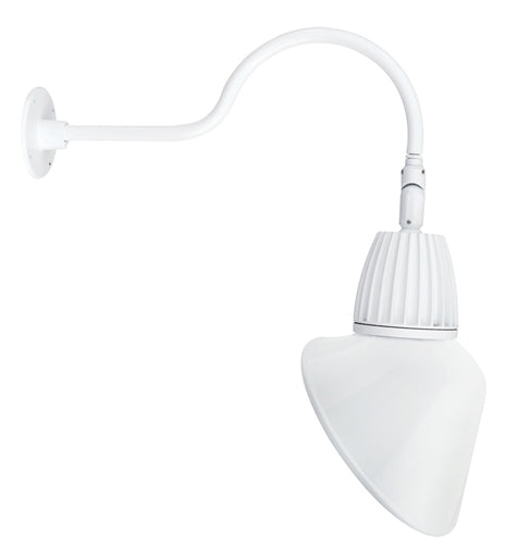 RAB GN1LED26NACW 26W LED Gooseneck Cone Shade with 24" Goose Arm, 4000K Color Temperature (Neutral), Flood Reflector, 15" Angled Cone Shade, White Finish