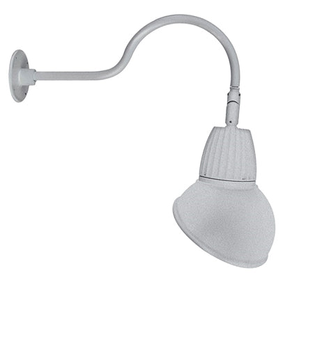RAB GN1LED26NAD11S 26W LED Gooseneck Dome Shade with 24" Goose Arm, 4000K Color Temperature (Neutral), Flood Reflector, 11" Angled Dome Shade, Silver Finish