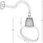 RAB GN1LED26NADA 26W LED Gooseneck Dome Shade with 24" Goose Arm, 4000K Color Temperature (Neutral), Flood Reflector, 15" Angled Dome Shade, Bronze Finish