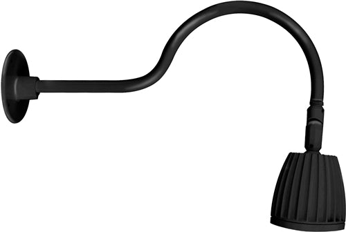 RAB GN1LED26NB 26W LED Gooseneck No Shade with 24" Goose Arm, 4000K (Neutral), Flood Reflector, Black Finish