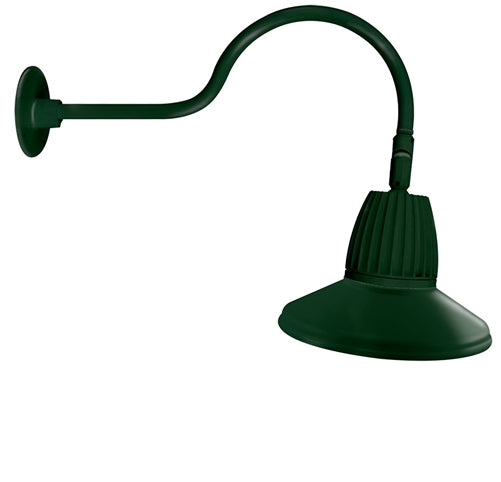 RAB GN1LED26NRSTG 26W LED Gooseneck Straight Shade with 24" Goose Arm, 4000K (Neutral), Rectangular Reflector, 15" Straight Shade, Hunter Green Finish