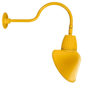 RAB GN1LED26NSACYL 26W LED Gooseneck Cone Shade with 24" Goose Arm, 4000K Color Temperature (Neutral), Spot Reflector, 15" Angled Cone Shade, Yellow Finish