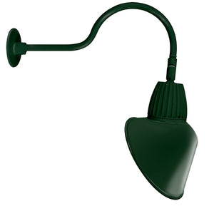 RAB GN1LED26YACG 26W LED Gooseneck Cone Shade with 24" Goose Arm, 3000K Color Temperature (Warm), Flood Reflector, 15" Angled Cone Shade, Hunter Green Finish