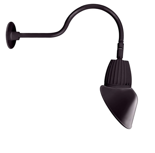 RAB GN1LED26YRAC11A 26W LED Gooseneck Cone Shade with 24" Goose Arm, 3000K Color Temperature (Warm), Rectangular Reflector, 11" Angled Cone Shade, Bronze Finish