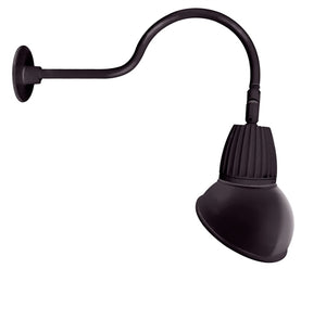 RAB GN1LED26YRAD11A 26W LED Gooseneck Dome Shade with 24" Goose Arm, 3000K Color Temperature (Warm), Rectangular Reflector, 11" Angled Dome Shade, Bronze Finish