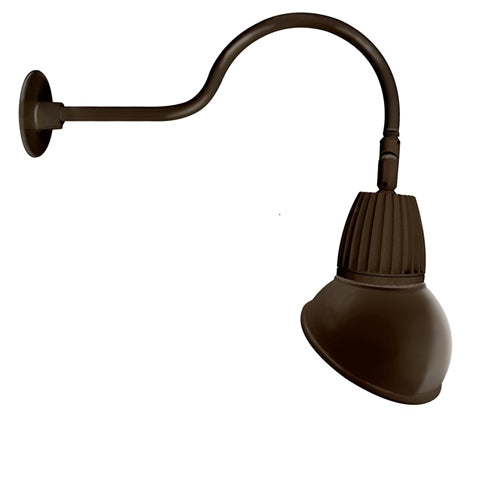RAB GN1LED26YRAD11BWN 26W LED Gooseneck Dome Shade with 24" Goose Arm, 3000K Color Temperature (Warm), Rectangular Reflector, 11" Angled Dome Shade, Brown Finish