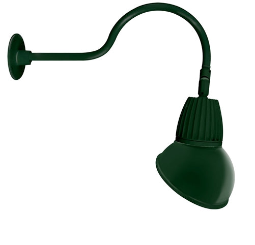 RAB GN1LED26YRAD11G 26W LED Gooseneck Dome Shade with 24" Goose Arm, 3000K Color Temperature (Warm), Rectangular Reflector, 11" Angled Dome Shade, Hunter Green Finish