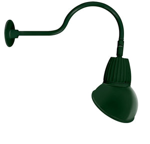 RAB GN1LED26YRAD11G 26W LED Gooseneck Dome Shade with 24" Goose Arm, 3000K Color Temperature (Warm), Rectangular Reflector, 11" Angled Dome Shade, Hunter Green Finish