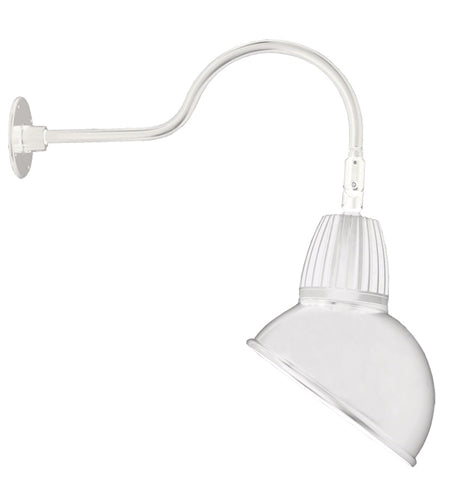 RAB GN1LED26YRADW 26W LED Gooseneck Dome Shade with 24" Goose Arm, 3000K Color Temperature (Warm), Rectangular Reflector, 15" Angled Dome Shade, White Finish