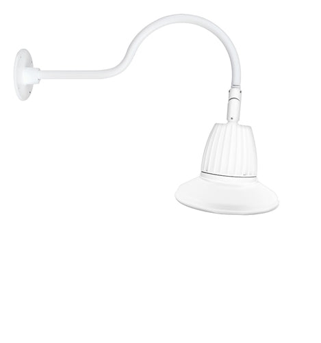 RAB GN1LED26YRST11W 26W LED Gooseneck Straight Shade with 24" Goose Arm, 3000K (Warm), Rectangular Reflector, 11" Straight Shade, White Finish