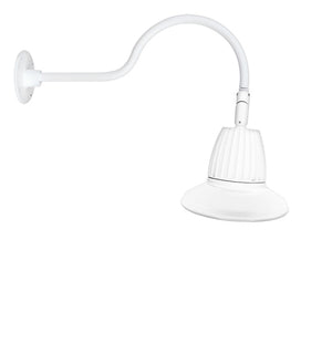 RAB GN1LED26YRST11W 26W LED Gooseneck Straight Shade with 24" Goose Arm, 3000K (Warm), Rectangular Reflector, 11" Straight Shade, White Finish