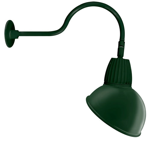 RAB GN1LED26YSADG 26W LED Gooseneck Dome Shade with 24" Goose Arm, 3000K Color Temperature (Warm), Spot Reflector, 15" Angled Dome Shade, Hunter Green Finish