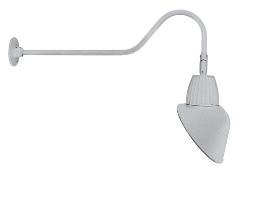RAB GN2LED13NAC11S 13W LED Gooseneck Cone Shade with 35" Goose Arm, 4000K Color Temperature (Neutral), Flood Reflector, 11" Angled Cone Shade, Silver Finish