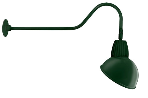 RAB GN2LED13NADG 13W LED Gooseneck Dome Shade with 35" Goose Arm, 4000K (Neutral), Flood Reflector, 15" Angled Dome Shade, Hunter Green Finish
