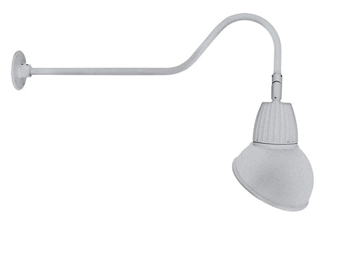 RAB GN2LED13NRAD11S 13W LED Gooseneck Dome Shade with 35" Goose Arm, 4000K (Neutral), Rectangular Reflector, 11" Angled Dome Shade, Silver Finish