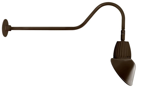 RAB GN2LED13NSAC11BWN 13W LED Gooseneck Cone Shade with 35" Goose Arm, 4000K Color Temperature (Neutral), Spot Reflector, 11" Angled Cone Shade, Brown Finish
