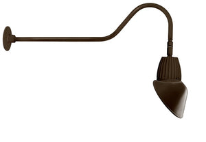 RAB GN2LED13NSAC11BWN 13W LED Gooseneck Cone Shade with 35" Goose Arm, 4000K Color Temperature (Neutral), Spot Reflector, 11" Angled Cone Shade, Brown Finish