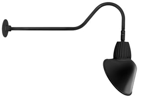 RAB GN2LED13NSACB 13W LED Gooseneck Cone Shade with 35" Goose Arm, 4000K Color Temperature (Neutral), Spot Reflector, 15" Angled Cone Shade, Black Finish