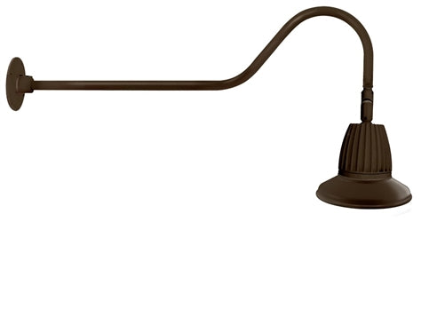 RAB GN2LED13NST11BWN 13W LED Gooseneck Straight Shade with 35" Goose Arm, 4000K (Neutral), Flood Reflector, 11" Straight Shade, Brown Finish