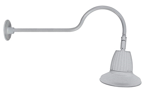 RAB GN2LED13NSTS 13W LED Gooseneck Straight Shade with 35" Goose Arm, 4000K (Neutral), Flood Reflector, 15" Straight Shade, Silver Finish