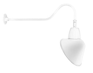 RAB GN2LED13YACW 13W LED Gooseneck Cone Shade with 35" Goose Arm, 3000K Color Temperature (Warm), Flood Reflector, 15" Angled Cone Shade, White Finish