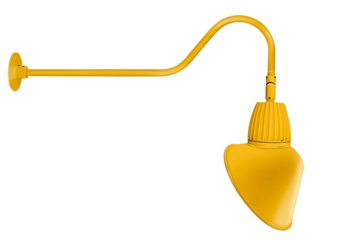 RAB GN2LED13YACYL 13W LED Gooseneck Cone Shade with 35" Goose Arm, 3000K Color Temperature (Warm), Flood Reflector, 15" Angled Cone Shade, Yellow Finish