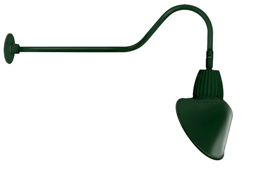 RAB GN2LED13YRACG 13W LED Gooseneck Cone Shade with 35" Goose Arm, 3000K Color Temperature (Warm), Rectangular Reflector, 15" Angled Cone Shade, Hunter Green Finish