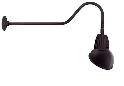 RAB GN2LED13YRAD11A 13W LED Gooseneck Dome Shade with 35" Goose Arm, 3000K (Warm), Rectangular Reflector, 11" Angled Dome Shade, Bronze Finish