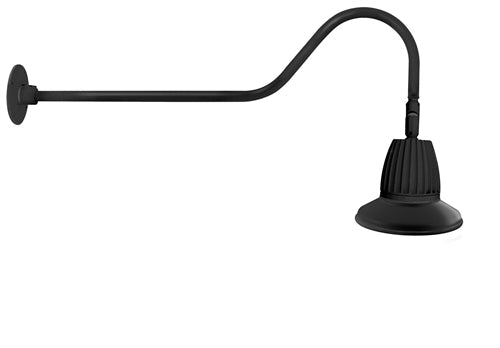 RAB GN2LED13YRST11B 13W LED Gooseneck Straight Shade with 35" Goose Arm, 3000K (Warm), Rectangular Reflector, 11" Straight Shade, Black Finish