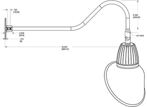 RAB GN2LED13YSACBWN 13W LED Gooseneck Cone Shade with 35" Goose Arm, 3000K Color Temperature (Warm), Spot Reflector, 15" Angled Cone Shade, Brown Finish