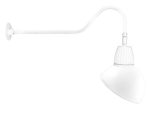 RAB GN2LED26NADW 26W LED Gooseneck Dome Shade with 35" Goose Arm, 4000K (Neutral), Flood Reflector, 15" Angled Dome Shade, White Finish