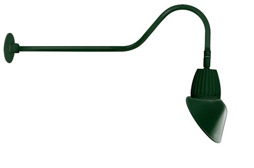 RAB GN2LED26NRAC11G 26W LED Gooseneck Cone Shade with 35" Goose Arm, 4000K Color Temperature (Neutral), Rectangular Reflector, 11" Angled Cone Shade, Hunter Green Finish