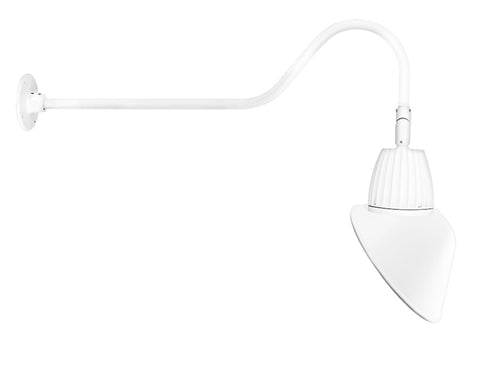 RAB GN2LED26NSAC11W 26W LED Gooseneck Cone Shade with 35" Goose Arm, 4000K Color Temperature (Neutral), Spot Reflector, 11" Angled Cone Shade, White Finish
