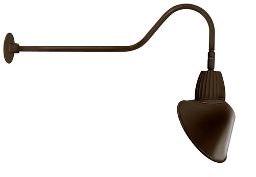RAB GN2LED26NSACBWN 29W LED Gooseneck Cone Shade with 35" Goose Arm, 4000K Color Temperature (Neutral), Spot Reflector, 15" Angled Cone Shade, Brown Finish