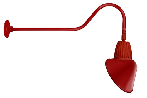 RAB GN2LED26NSACR 26W LED Gooseneck Cone Shade with 35" Goose Arm, 4000K Color Temperature (Neutral), Spot Reflector, 15" Angled Cone Shade, Red Finish