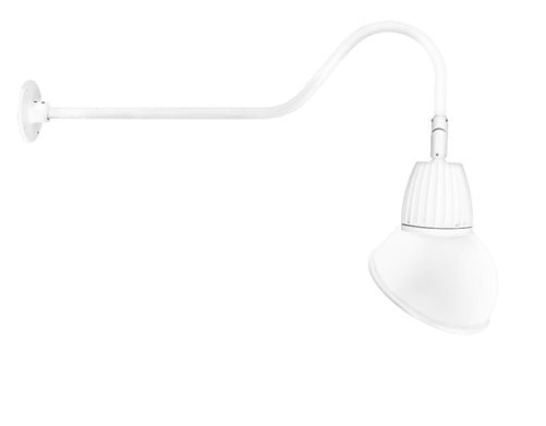 RAB GN2LED26YAD11W 26W LED Gooseneck Dome Shade with 35" Goose Arm, 3000K (Warm), Flood Reflector, 11" Angled Dome Shade, White Finish