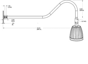 RAB GN2LED26YI 26W LED Gooseneck No Shade with 35" Goose Arm, 3000K (Warm), Flood Reflector, Ivory Finish