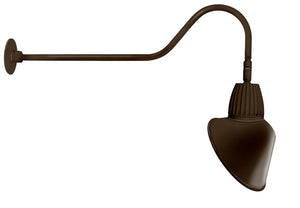 RAB GN2LED26YRACBWN 26W LED Gooseneck Cone Shade with 35" Goose Arm, 3000K Color Temperature (Warm), Rectangular Reflector, 15" Angled Cone Shade, Brown Finish