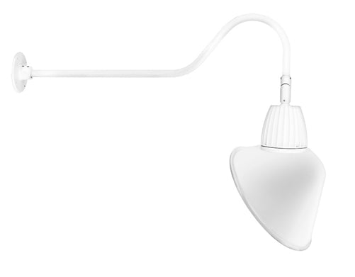 RAB GN2LED26YRACW 26W LED Gooseneck Cone Shade with 35" Goose Arm, 3000K Color Temperature (Warm), Rectangular Reflector, 15" Angled Cone Shade, White Finish