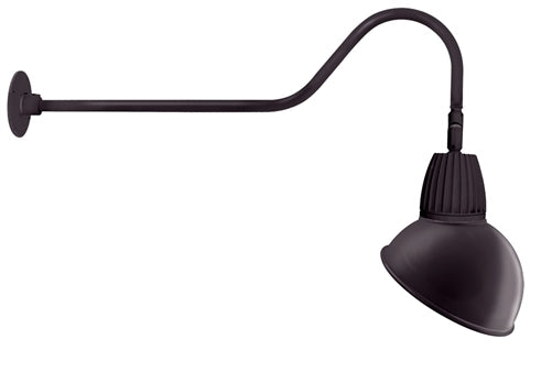 RAB GN2LED26YRADA 26W LED Gooseneck Dome Shade with 35" Goose Arm, 3000K (Warm), Rectangular Reflector, 15" Angled Dome Shade, Bronze Finish