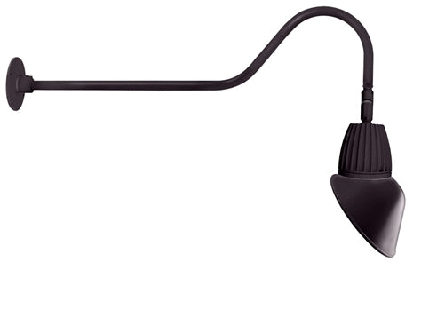 RAB GN2LED26YSAC11A 26W LED Gooseneck Cone Shade with 35" Goose Arm, 3000K Color Temperature (Warm), Spot Reflector, 11" Angled Cone Shade, Bronze Finish