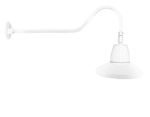 RAB GN2LED26YSSTW 26W LED Gooseneck Straight Shade with 35" Goose Arm, 3000K (Warm), Spot Reflector, 15" Straight Shade, White Finish