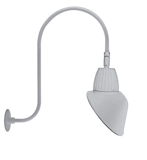 RAB GN3LED13NAC11S 13W LED Gooseneck Cone Shade with Upcurve 30" High, 25" from Wall Goose Arm, 4000K Color Temperature (Neutral), Flood Reflector, 11" Angled Cone Shade, Silver Finish