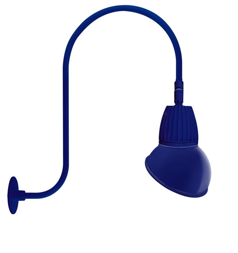 RAB GN3LED13NAD11BL 13W LED Gooseneck Dome Shade with Upcurve 30" High, 25" from Wall Goose Arm, 4000K (Neutral), Flood Reflector, 11" Angled Dome Shade, Royal Blue Finish