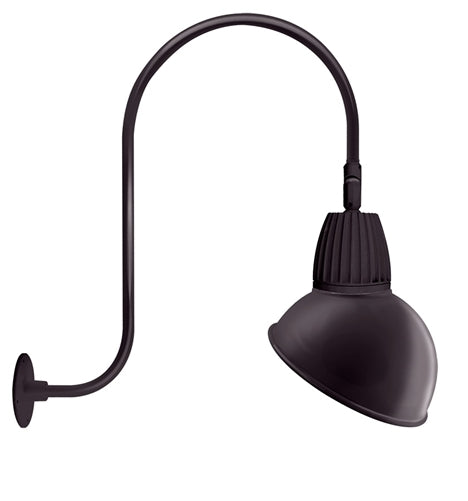 RAB GN3LED13NADA 13W LED Gooseneck Dome Shade with Upcurve 30" High, 25" from Wall Goose Arm, 4000K (Neutral), Flood Reflector, 15" Angled Dome Shade, Bronze Finish