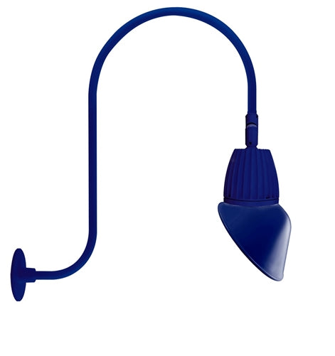 RAB GN3LED13NRAC11BL 13W LED Gooseneck Cone Shade with Upcurve 30" High, 25" from Wall Goose Arm, 4000K Color Temperature (Neutral), Rectangular Reflector, 11" Angled Cone Shade, Royal Blue Finish