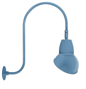 RAB GN3LED13NSAD11LB 13W LED Gooseneck Dome Shade with Upcurve 30" High, 25" from Wall Goose Arm, 4000K (Neutral), Spot Reflector, 11" Angled Dome Shade, Light Blue Finish