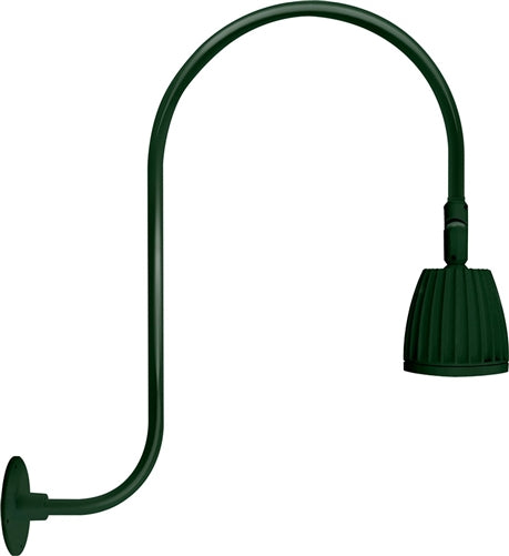 RAB RAB-GN3LED13NSG 13W LED Gooseneck No Shade with Upcurve 30" High, 25" from Wall Goose Arm 4000K (Neutral), Spot Reflector, Hunter Green Finish