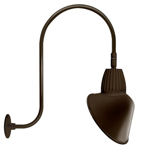 RAB GN3LED13YACBWN 13W LED Gooseneck Cone Shade with Upcurve 30" High, 25" from Wall Goose Arm, 3000K Color Temperature (Warm), Flood Reflector, 15" Angled Cone Shade, Brown Finish