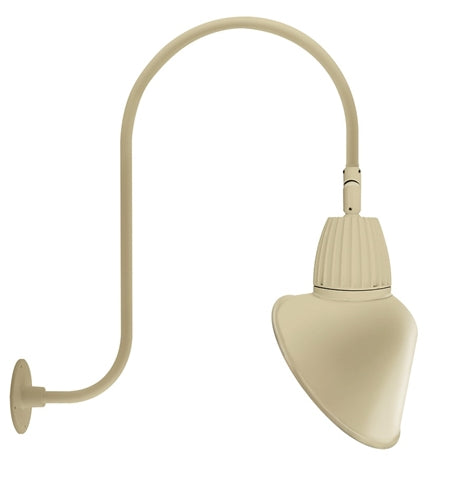 RAB GN3LED13YACI 13W LED Gooseneck Cone Shade with Upcurve 30" High, 25" from Wall Goose Arm, 3000K Color Temperature (Warm), Flood Reflector, 15" Angled Cone Shade, Ivory Finish